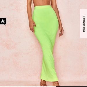 House of CB Neon lime bandage rib maxi skirt L